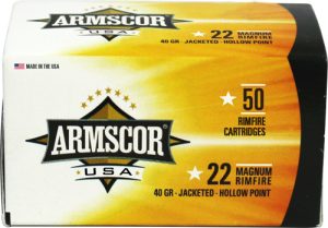 ARMSCOR 22WMR 40GR JHP 1838FPS - 50RD 100BX/CS