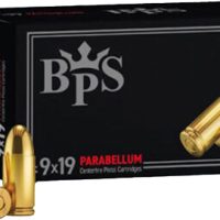 BPS 9MM 124GR FMJ 50RD - 20BX/CS BRASS CASE