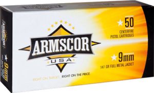ARMSCOR 9MM LUGER 147GR FMJ - 50RD 20BX/CS SUBSONIC