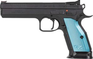 CZ TS2 SA 9MM FS 10RD - BLACK POLYCOAT BLUE GRIP