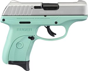 RUGER EC9s 9MM LUGER AS 7-SHOT - SILVER SLIDE TURQUOISE FRAME