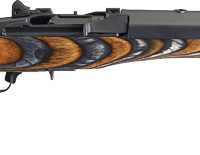 RUGER MINI-14 5.56MM LAMINATED - CHEVRON BROWN/BLACK STOCK BLUE