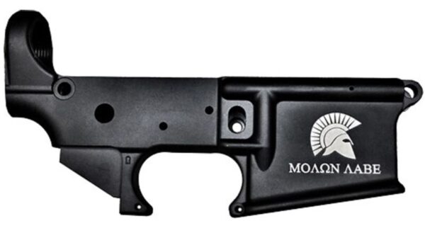 Anderson AM-15 Forged Stripped AR15 Lower Receiver - Black | Spartan Molon Labe Logo | Retail Packaging
