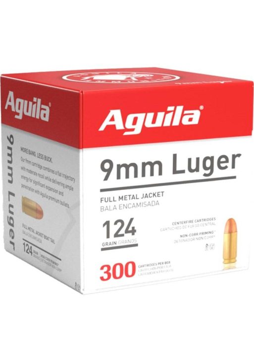 Aguila Handgun Ammunition 9mm Luger 124 gr FMJ 1115 fps 300/ct