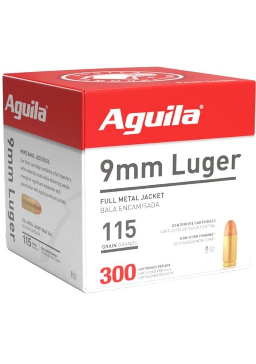 Aguila Handgun Ammunition 9mm Luger 115 gr FMJ 1150 fps 300/ct
