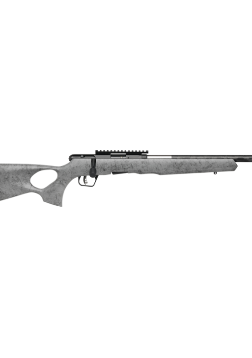 Savage B22 Magnum Timberlite Thumbhole Rifle .22 WMR 10rd Magazine 18" 1/2x28 Threaded Barrel Grey with Black Spiderweb