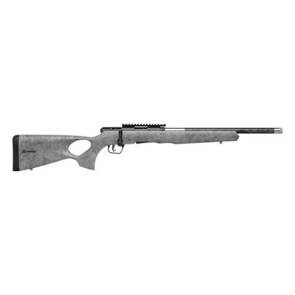 Savage B22 Magnum Timberlite Thumbhole Rifle .22 WMR 10rd Magazine 18" 1/2x28 Threaded Barrel Grey with Black Spiderweb