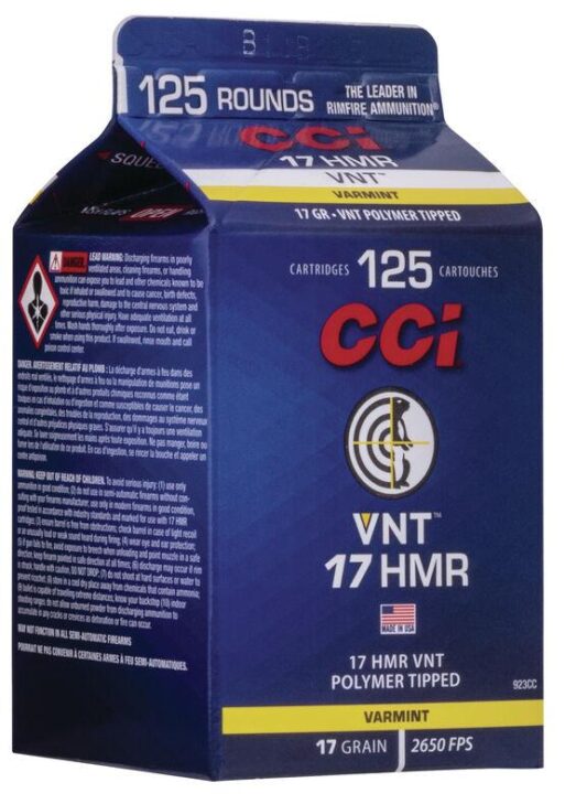CCI Varmint Rimfire Ammunition .17 HMR 17gr VNT 2650 fps 125/ct