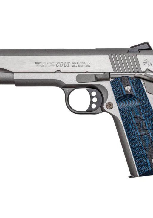 Colt Government Competition Handgun 9mm Luger 9rd Magazine 5" Barrel Stainless Finish Fiber Sight