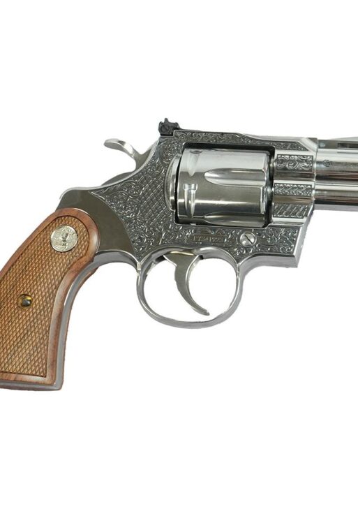 Colt Python Handgun .357 Mag 6rd Capacity 2.5" Barrel Historic Wood Medallion Grips with Filigree Frame and Barrel