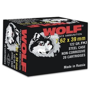 Wolf WPA Polyformance Rifle Ammunition 7.62x39mm 123 gr FMJ 2396 fps - 20/ct