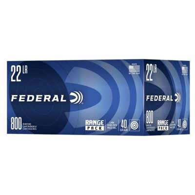 Federal Range Pack Rimfire Ammunition .22LR 40gr LRN 1200 fps 3200/ct Case (4-800/ct Boxes)