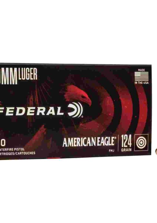 American Eagle Handgun Ammunition 9mm Luger 124 gr FMJ 1150 fps 50/ct