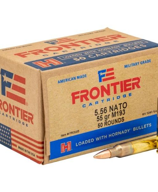 Hornady Frontier Rifle Ammunition XM193 5.56mm NATO 55 gr FMJ 3240 fps 50/ct
