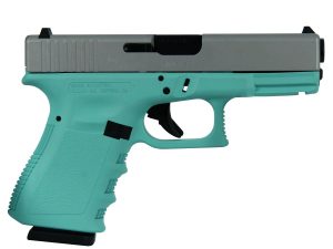 Glock 19 Gen 3 Custom "Robin's Egg Blue Grip with Crushed Silver Slide" Handgun 9mm Luger 15/rd Magazines 4.02" Barrel Austria