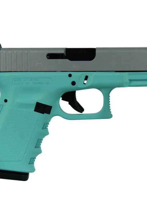 Glock 19 Gen 3 Custom "Robin's Egg Blue Grip with Crushed Silver Slide" Handgun 9mm Luger 15/rd Magazines 4.02" Barrel Austria