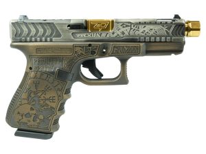 Glock 19 Gen 3 Custom "Viking Engraved Colonial Brown" Handgun 9mm Luger 15rd Magazines (2) 4.60" Zaffari Precision Threaded Barrel Austria