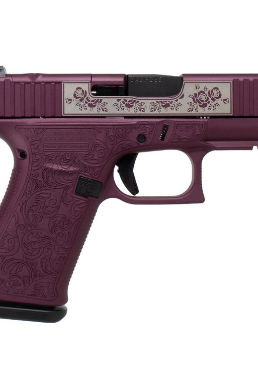 Glock 43x MOS Custom "Glock and Roses Full Engraved Black Cherry Frame" Subcompact Handgun 9mm Luger 10rd Magazines (2) 3.41" Barrel Austria