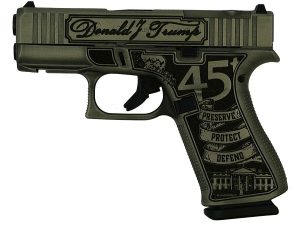 Glock 43x MOS Custom "Trump 2024 Crushed Silver Distressed" Subcompact Handgun 9mm Luger 10rd Magazines (2) 3.41" Barrel Black 5.5lb Trigger Front Rail Austria