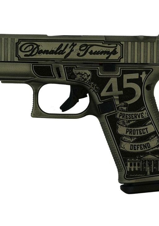 Glock 43x MOS Custom "Trump 2024 Crushed Silver Distressed" Subcompact Handgun 9mm Luger 10rd Magazines (2) 3.41" Barrel Black 5.5lb Trigger Front Rail Austria