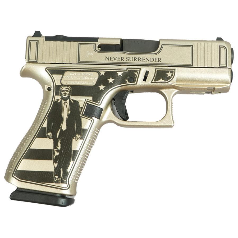 Glock 43x MOS Custom "Trump Fight/Never Surrender" Handgun 9mm Luger 10rd Magazines (2) 3.41" Barrel FS with Front Rails Austria