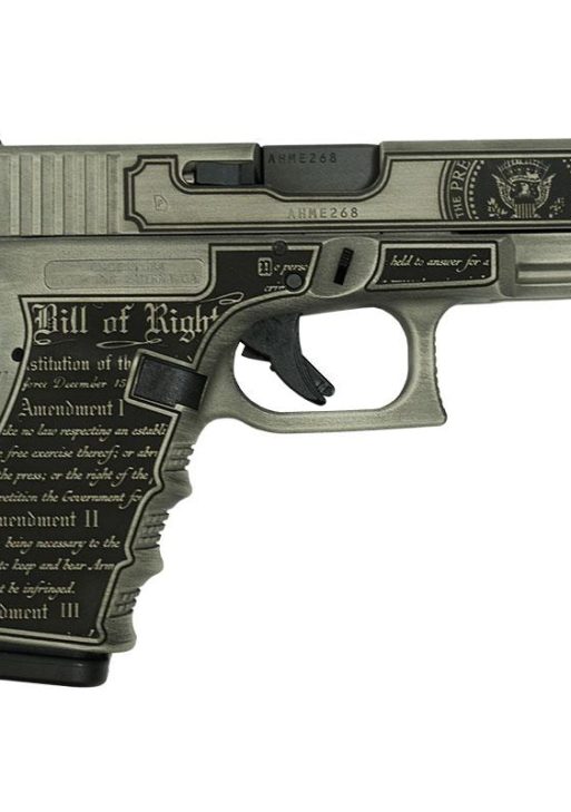 Glock 19 Gen 3 Custom "Trump 2024" Compact Handgun 9mm Luger 15rd Magazines (2) 4.02" Barrel Crushed Silver Distressed Black USA