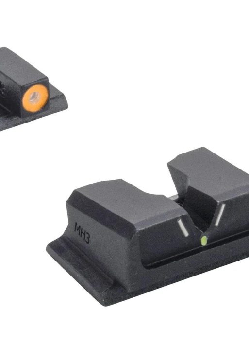 Meprolight Hyper Bright V-Sight Fixed Pistol Set for S&W M&P Full Size Compact Green with Orange Front