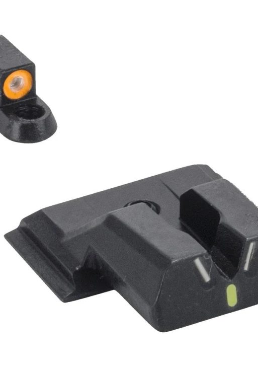 Meprolight Hyper Bright V-Sight Fixed Pistol Set for S&W M&P Shield Green with Orange Front
