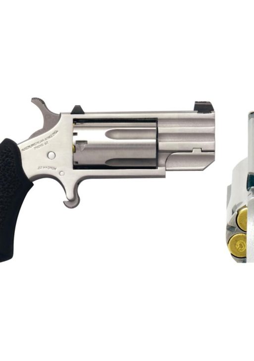 NAA PUG DP Ported Handgun .22 Mag 5rd Capacity 1" Barrel Silver with Black Grips