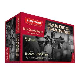 Norma Range & Training Rifle Ammunition 6.5 Creedmoor 124gr FMJ 2789 fps 50/ct