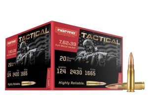Norma Range & Training Rifle Ammunition 7.62x39 124gr FMJ 2430 fps 20/ct