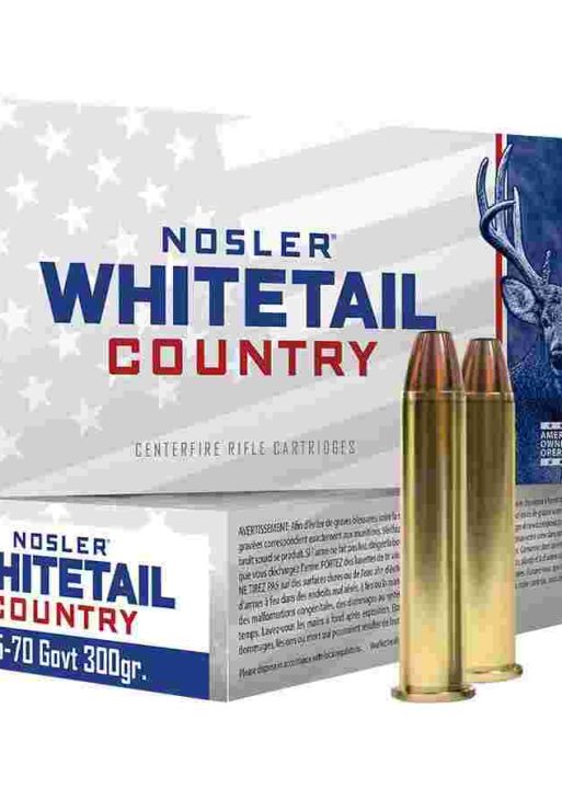 Nosler Whitetail Country Rifle Ammunition 45-70 Govt 300gr LFN 1950 fps 20/ct
