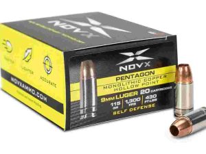 NovX Pentagon Handgun Ammunition 9mm Luger 115gr CHP 1300 fps 20/ct
