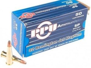 PPU Rifle Ammunition .22 Rem Jet Magnum 45 gr SP 770 fps  50/ct
