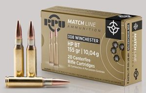 PPU Match Rifle Ammunition .308 WIN. 155 gr HPBT 2610 fps 20/ct