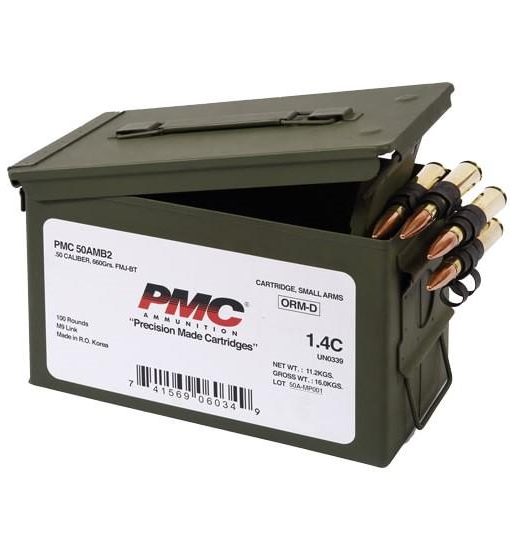 PMC Linked Bronze Rifle Ammunition .50 BMG 660 gr FMJBT 100/ct (M2A1 Box)
