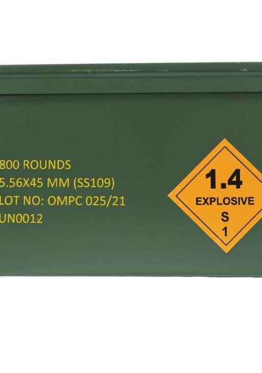 OMPC M855 Steel Core Rifle Ammunition 5.56mm 62gr FMJ 3020 fps 800rds (Boxed in Metal Can)