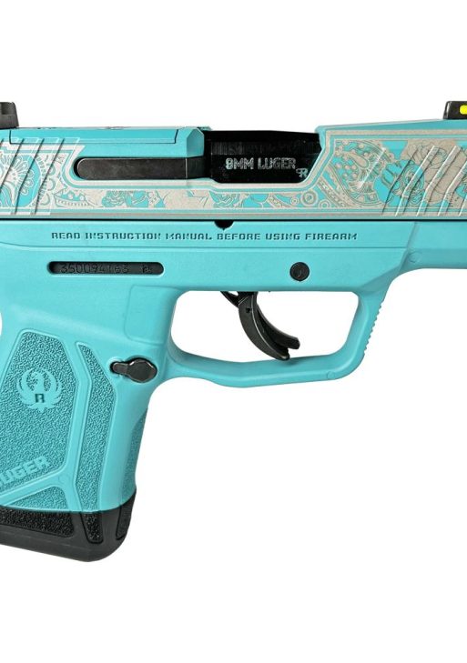 Ruger "Aztec Teal Frame/Paisley Engraved Slide" Max-9 Pro Handgun 9mm Luger 12rd Magazine 3.2" Barrel Optic Ready