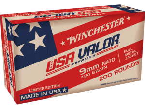 Winchester USA Valor NATO Handgun Ammunition 9mm Luger 124 gr. FMJ 1200 fps 200/ct