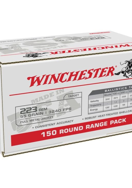 Winchester USA Lake City Rifle Ammunition .223 Rem 55 gr. FMJ 3240 fps 150/ct