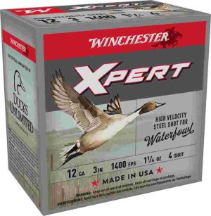 Winchester Xpert High-Velocity Steel Shotshells 12 ga 3" 1-1/4 oz 1400 fps #4 25/ct