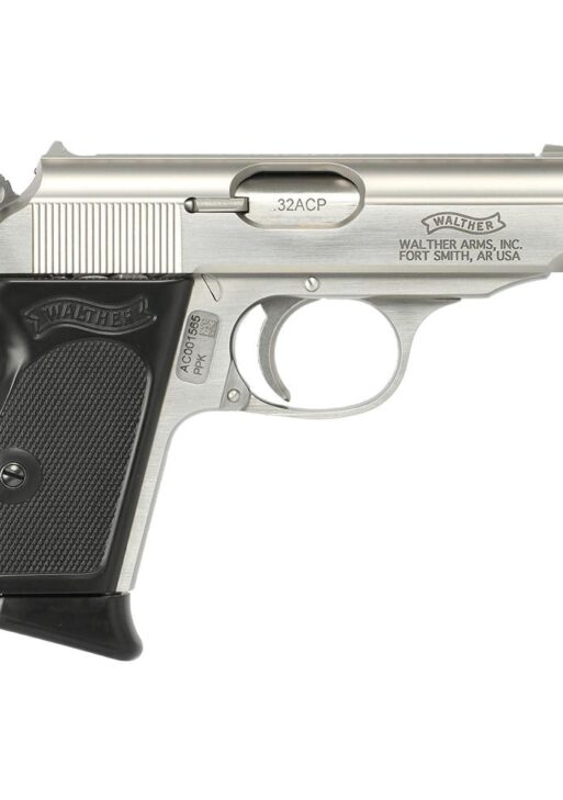 Walther PPK SD Handgun .32 Auto 7rd Magazines(2) 3.3" 1/2x28 Threaded Barrel Stainless Steel with Black Grip