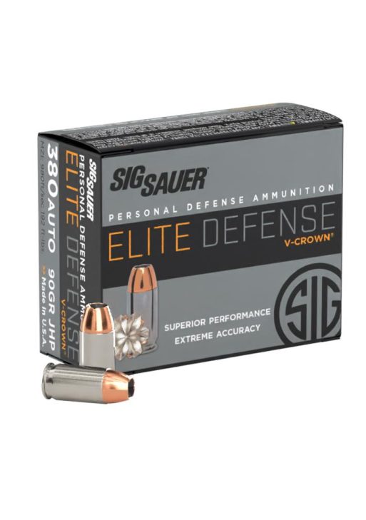 Sig Sauer Elite Performance Pistol Ammunition .380 ACP 90 gr Elite V-Crown JHP Box 20