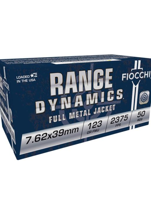 Fiocchi Range Dynamics Centerfire Rifle Ammunition 7.62x39mm 123 gr FMJ 2375 fps 50/ct