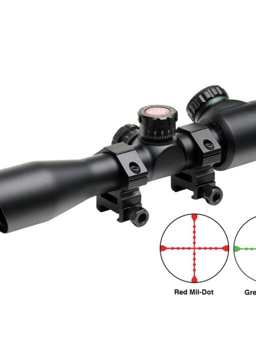 Truglo Tru-Brite Extreme Tactical Compact Rifle Scope with Rings - 4x32mm Dual Color Illum. Mil-Dot  4" Matte