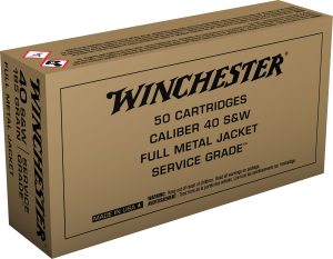 Winchester Ammo SG40W Service Grade  40S&W 165gr Full Metal Jacket Flat Nose 50 Per Box/10 Case