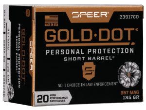 Speer 23917GD Gold Dot Personal Protection Short Barrel 357Mag 135gr Hollow Point 20 Per Box/10 Case
