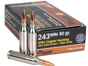 Sig Sauer Elite Copper Hunting Rifle Ammo 243 Win  80 gr. Solid Copper 20 rd.