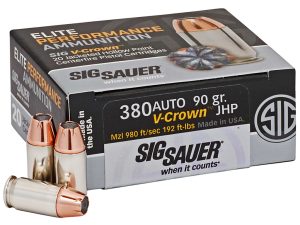 Sig Sauer Elite V-Crown Performance Pistol Ammo 380 ACP 95 gr. JHP 50 rd.