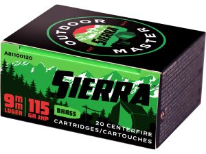 Sierra Outdoor Master Handgun Ammo 9mm 115 gr. JHP 20 rd.